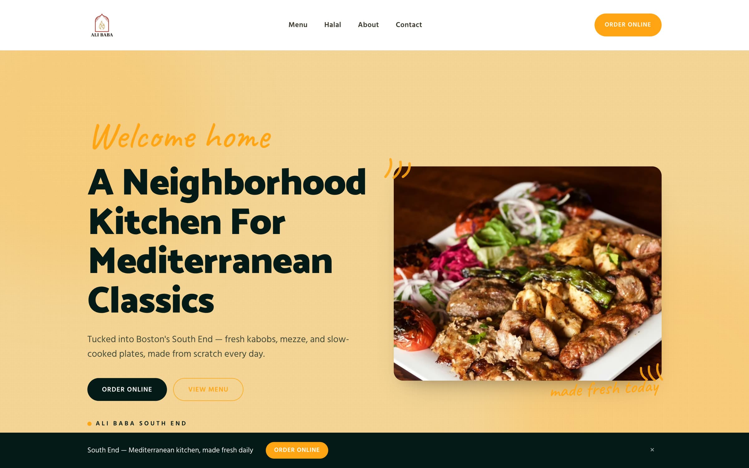 Ali Baba Restaurants homepage