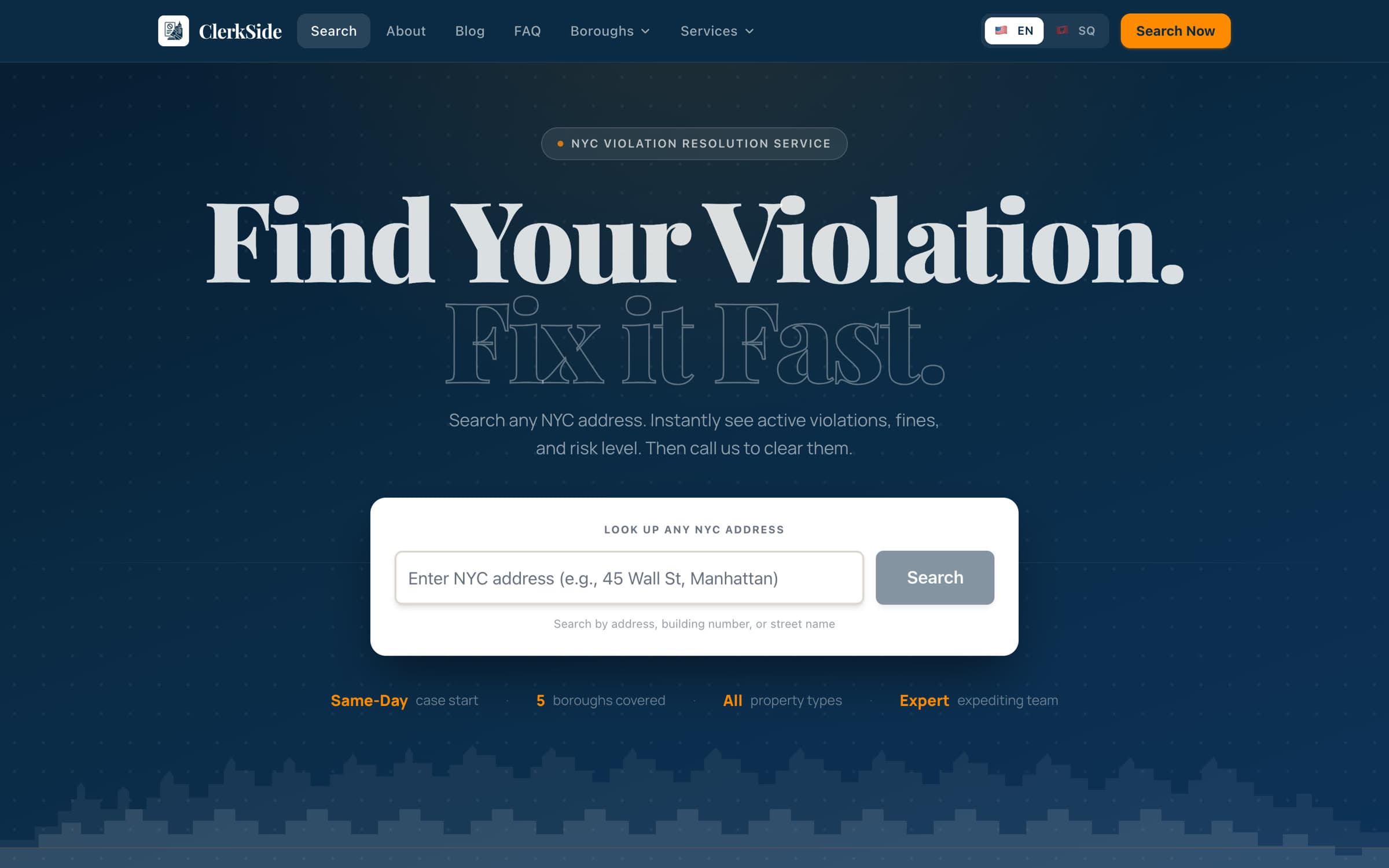 ClerkSide homepage