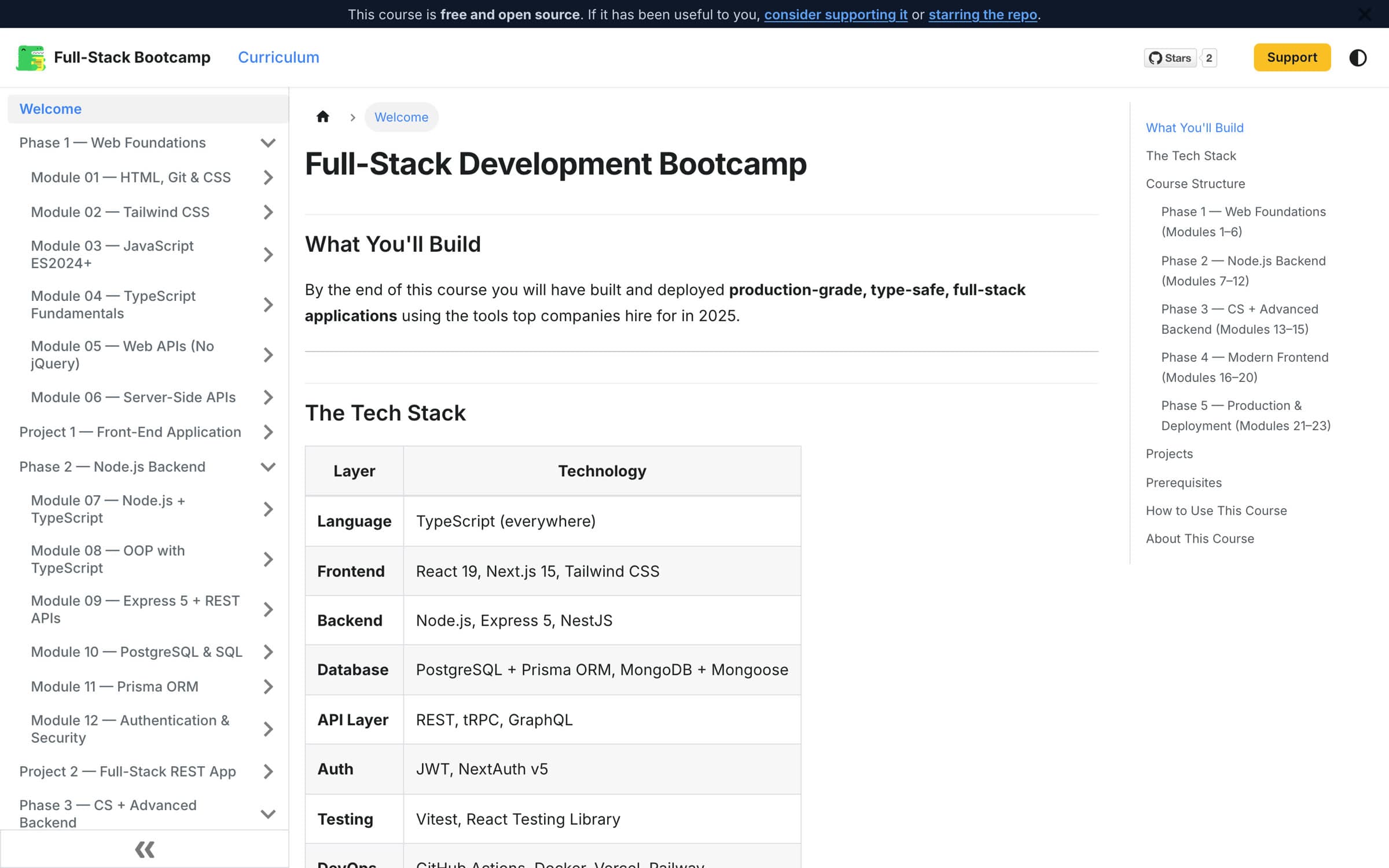 Full-Stack Bootcamp homepage