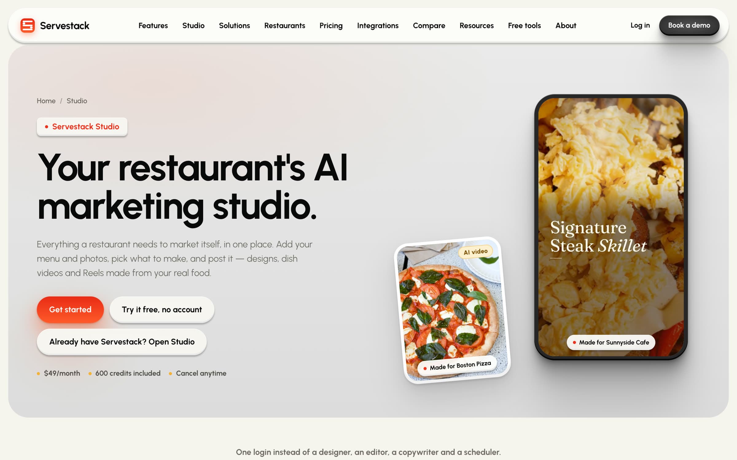 ServeStack Studio homepage